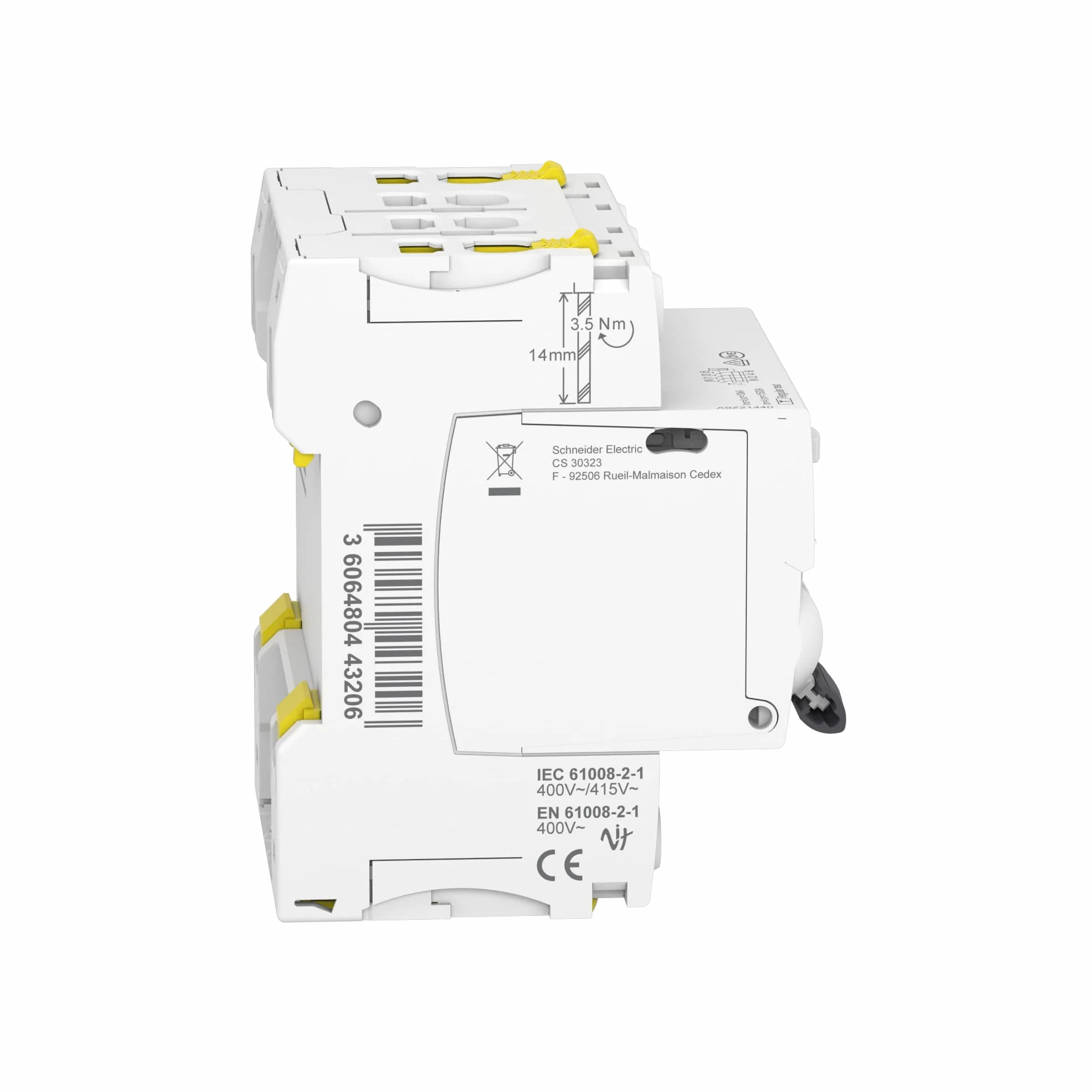Schneider A9Z21440 Disjoncteur différentiel iID 4P 40A 30mA type A Blanc