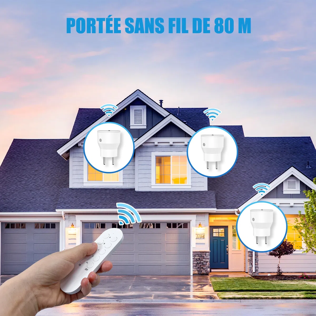 Télécommande Sans Fil 10A 80M 2300W 5 Prises 2 Télécommandes
