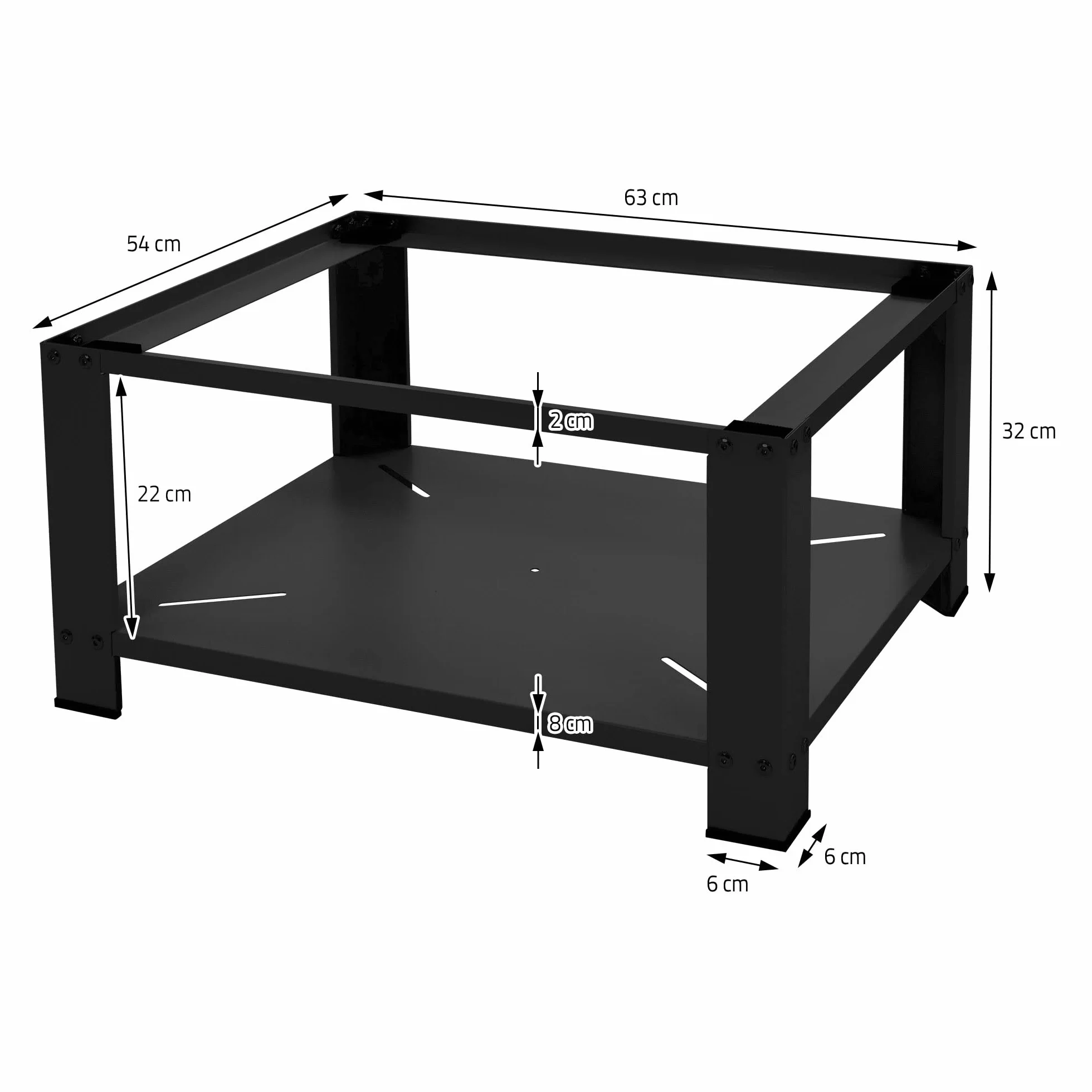 Socle pour Machine à Laver ML-Design Acier Noir 63x54 cm 150 kg Support Lave-Linge Pieds Antidérapants