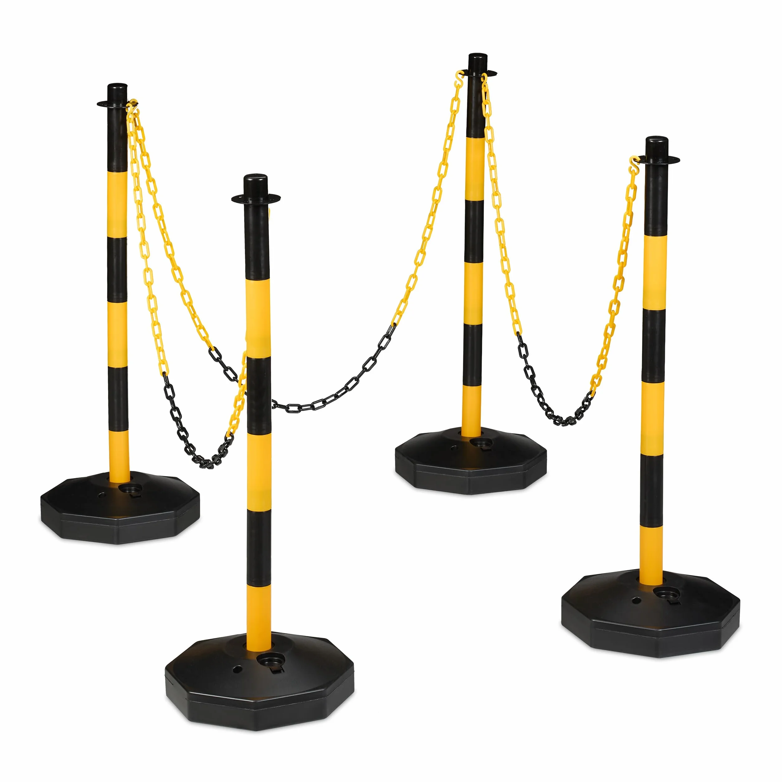 Relaxdays Poteau de signalisation Lot de 4 85x29 cm Parking Plastique Jaune/Noir