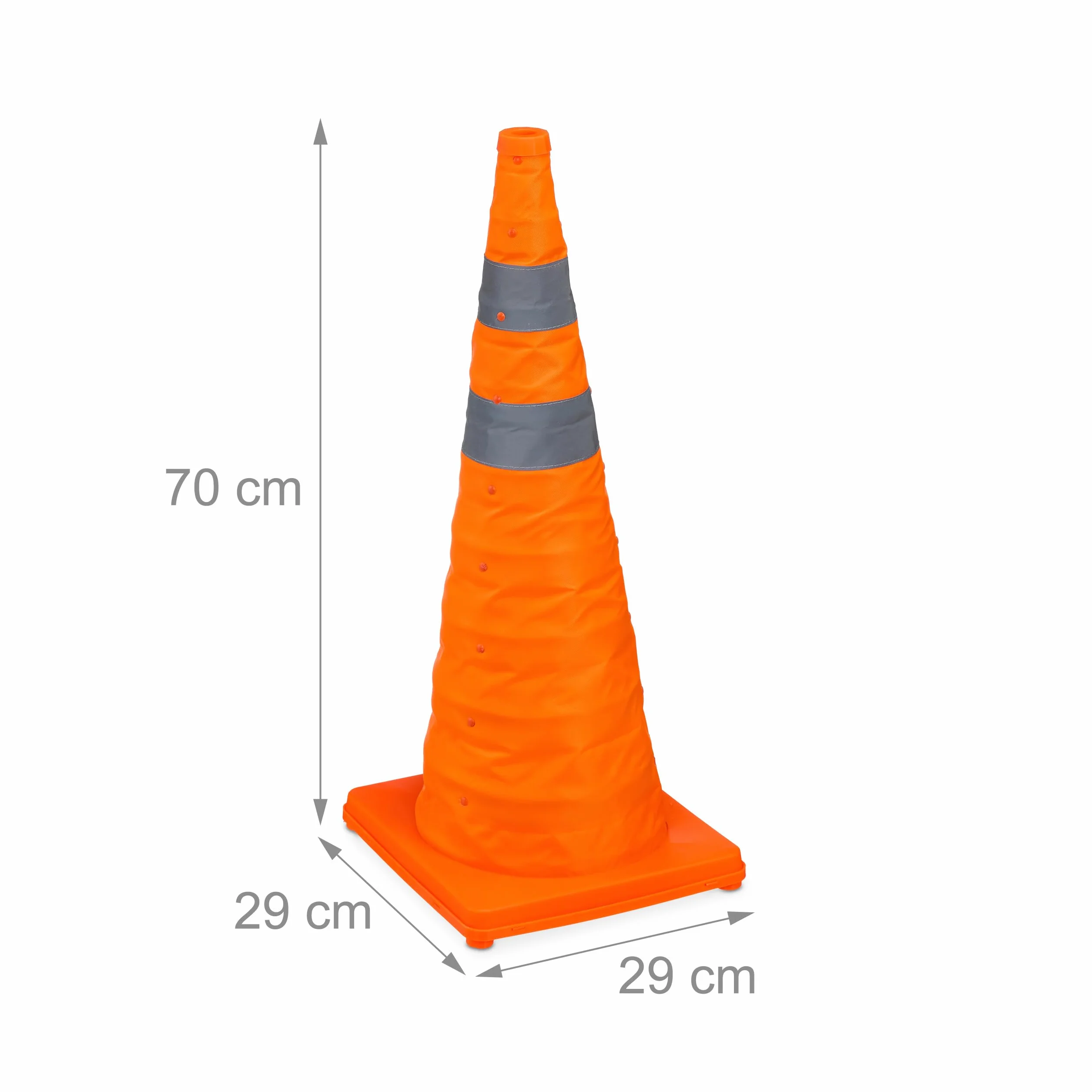 Relaxdays Cône de signalisation Lot de 4 Pliable 70 x 29 x 29 cm Orange