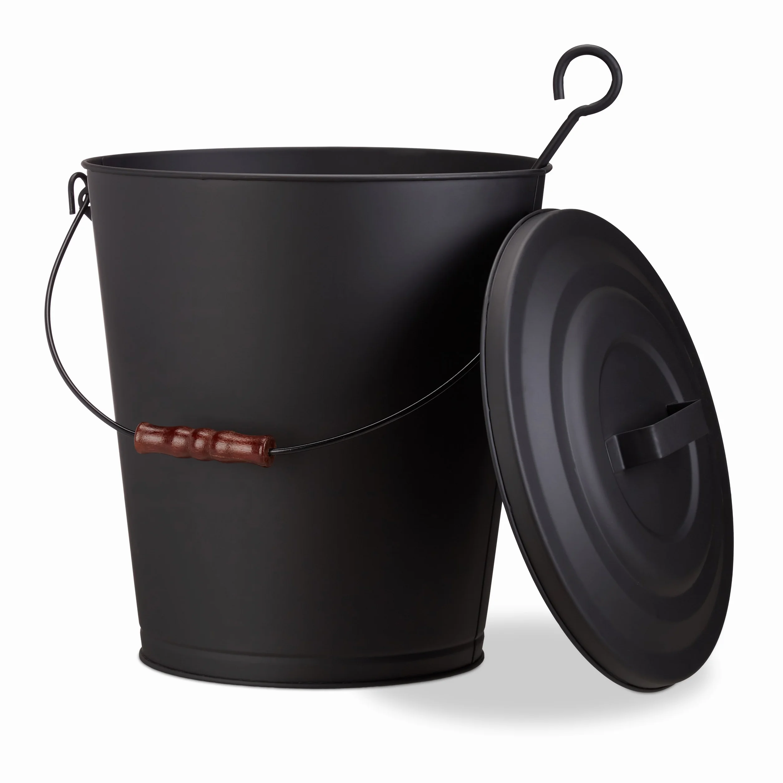 Relaxdays Seau à cendres avec couvercle acier 24 litres noir
