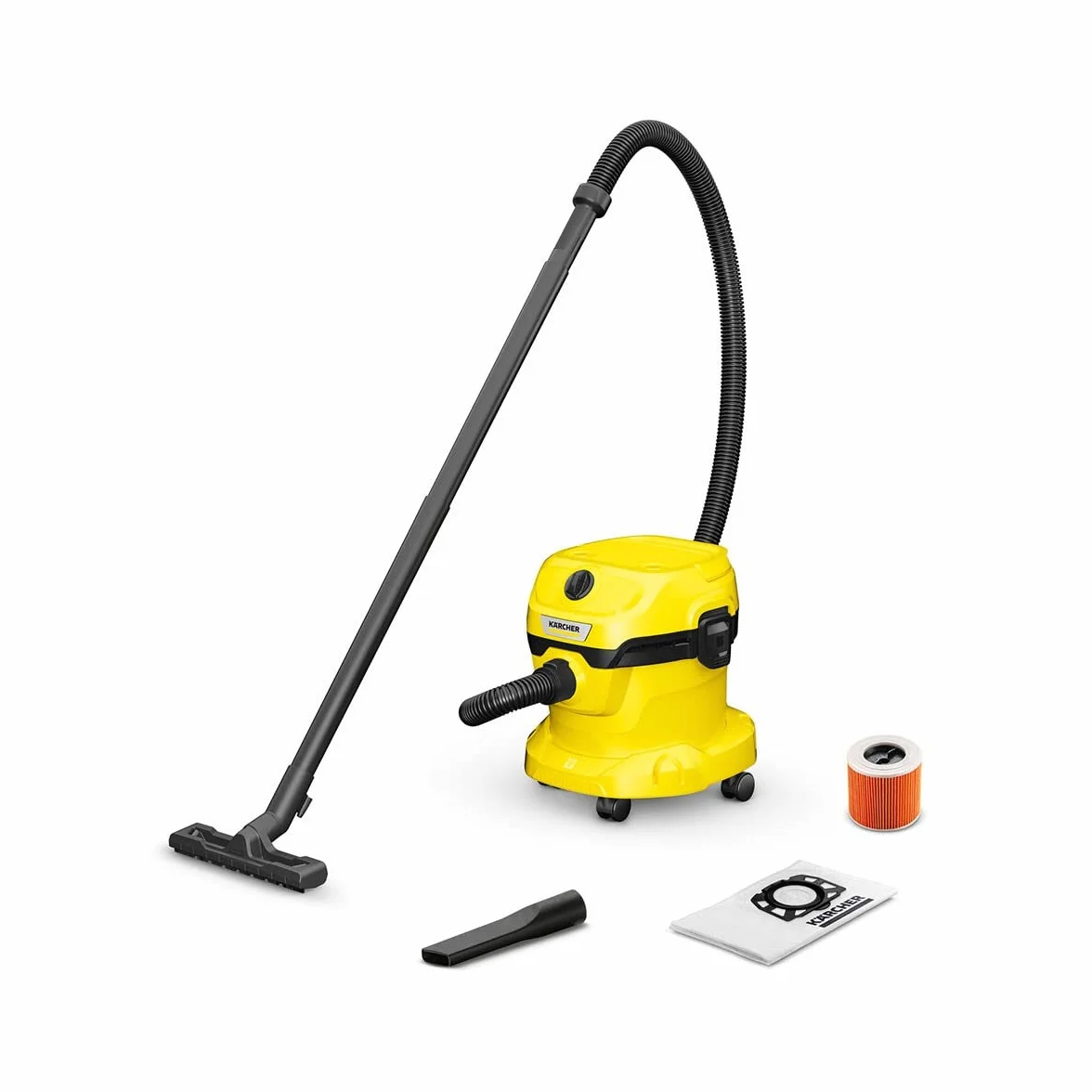 KÄRCHER Aspirateur Eau et Poussières WD 2 Plus V-12/4/18/C, 1000 W, Cuve PVC 12 l, Jaune