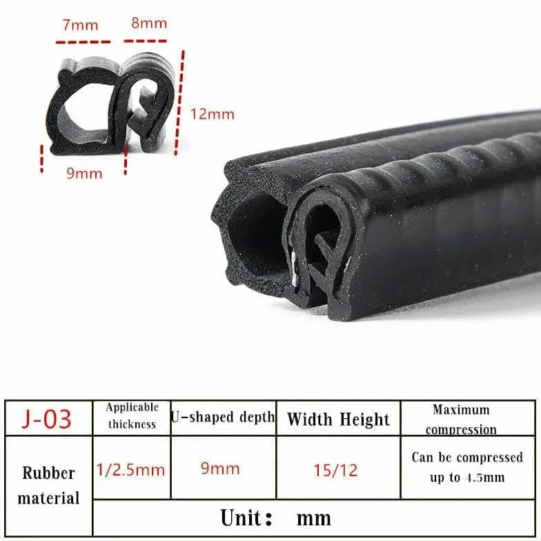 Bandes de protection en caoutchouc EPDM pour capot de voiture SUV 1 m personnalisables J13-1M