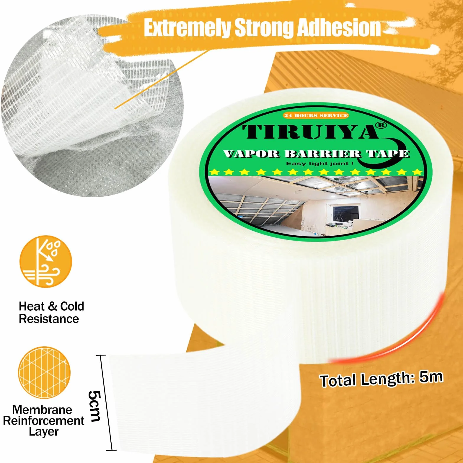 Ruban Adhésif Pare-Vapeur 5cm x 25m 3 Rouleaux Bande Haute Performance pour Freins Vapeur et Toiture
