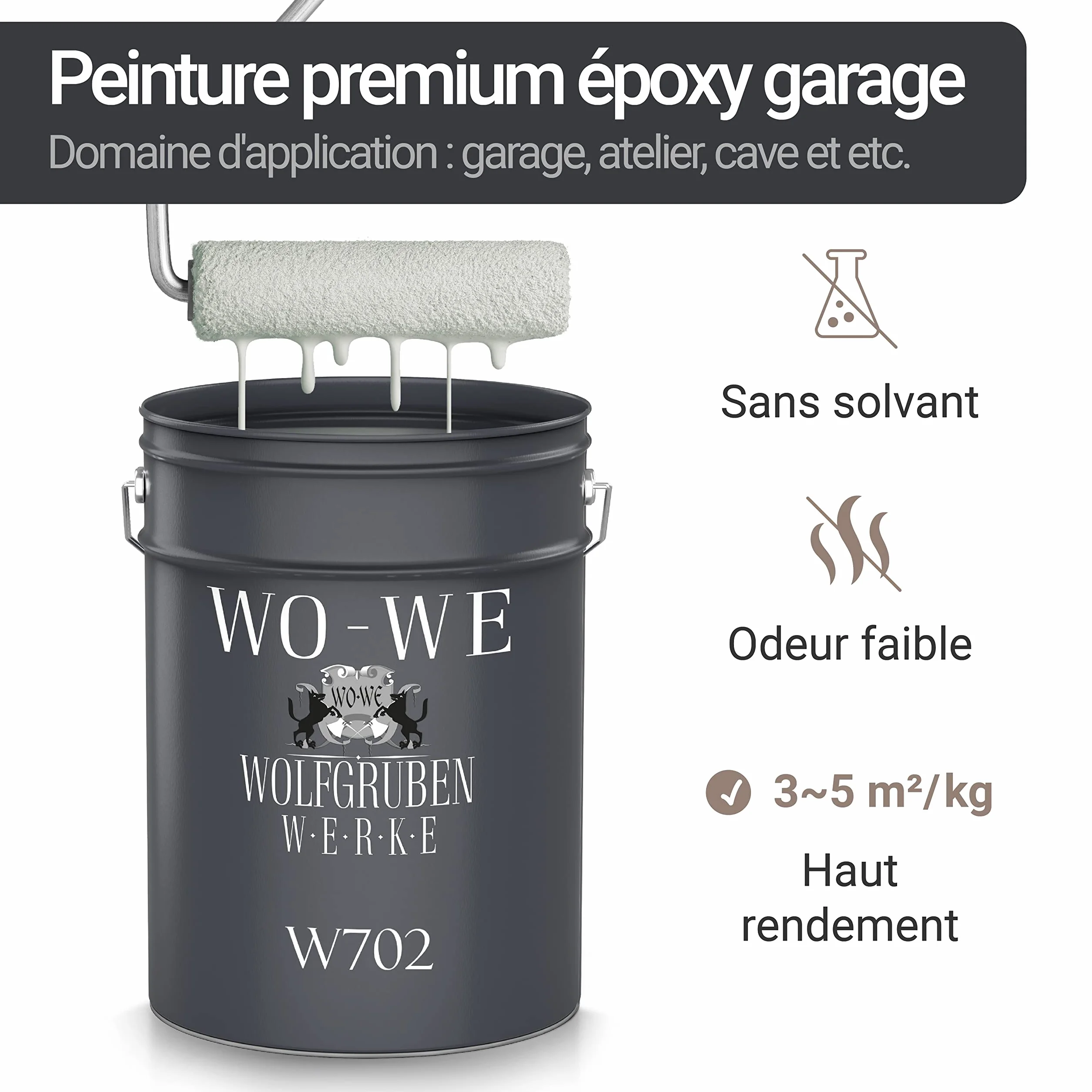 Farbe W702 Epoxidharz Bodenfarbe für Garage Industrieboden RAL 7001 10kg
