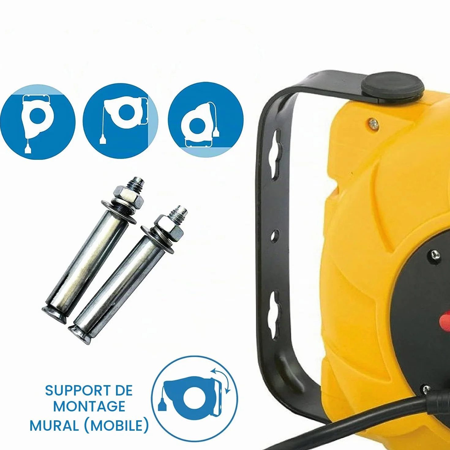 Electraline Enrouleur de câble électrique automatique 8 M jaune