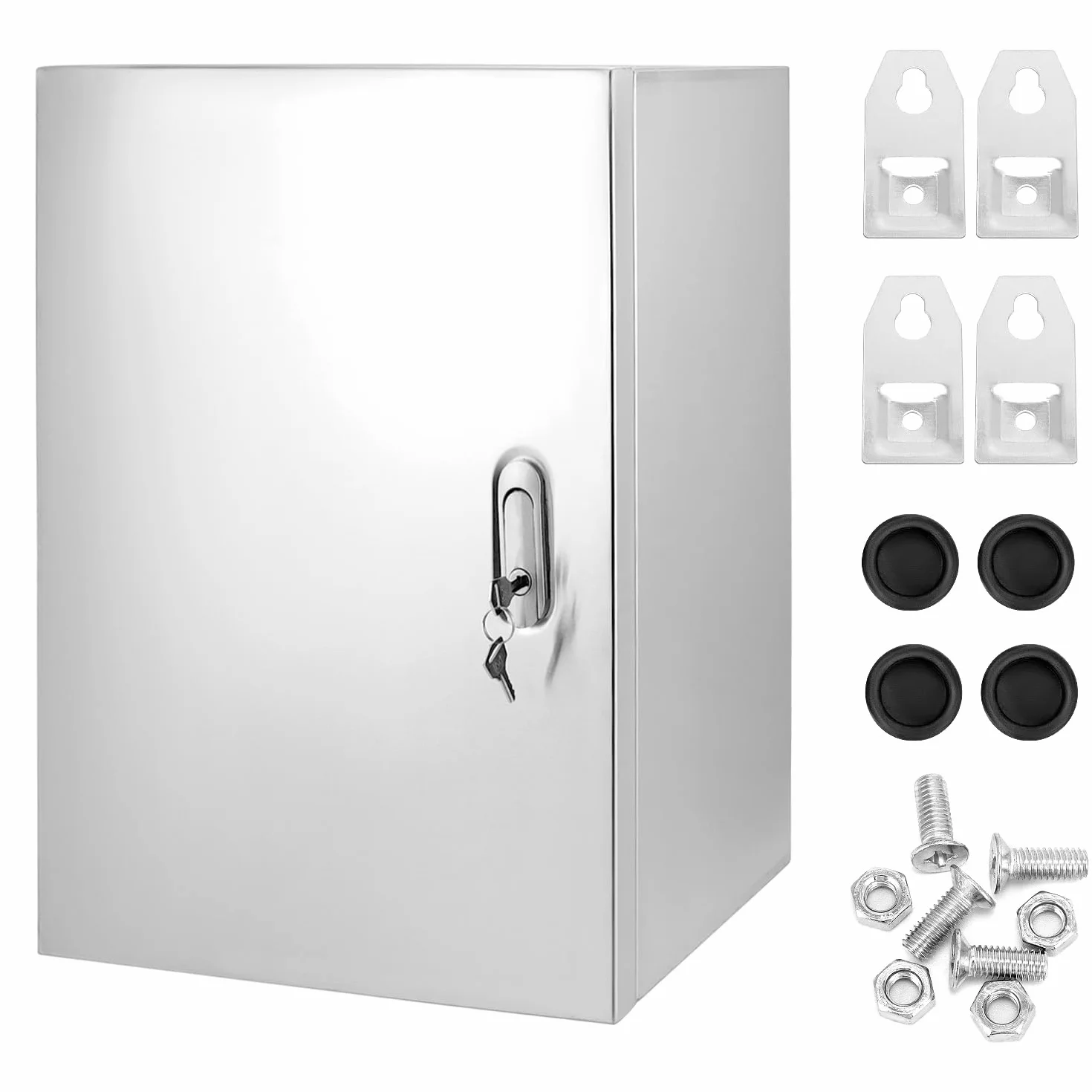 QWORK Armoire de commande acier inoxydable 304 50x40x20 cm coffret d'alimentation mural serrure solide joint étanche