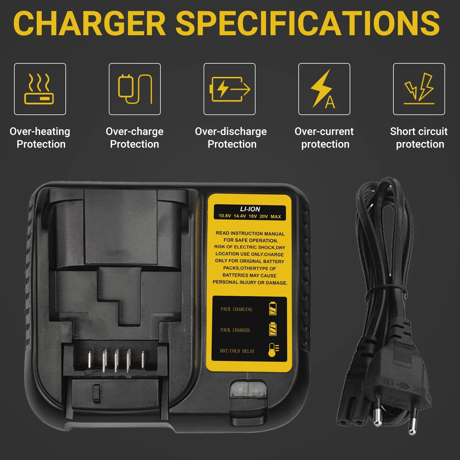 Dewalt 18V 5000mAh Batterie 2pcs + 10.8-20V 3A DCB107 Chargeur LED