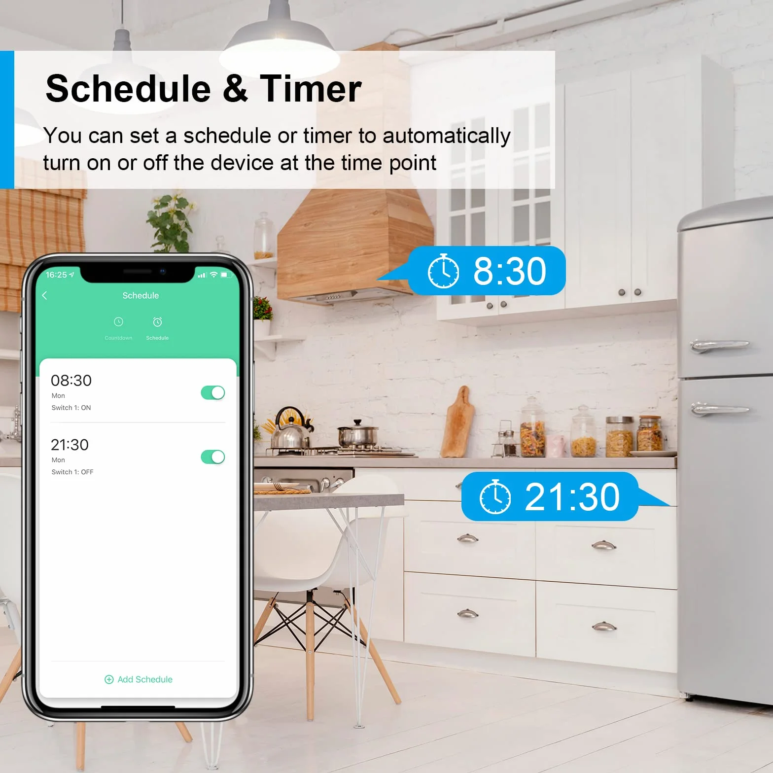 ANTELA Prise Connectée WiFi 16A 3680W Mesure Consommation Électrique, Prise Intelligente Alexa Google Home APP Contrôle Horaires Minuterie
