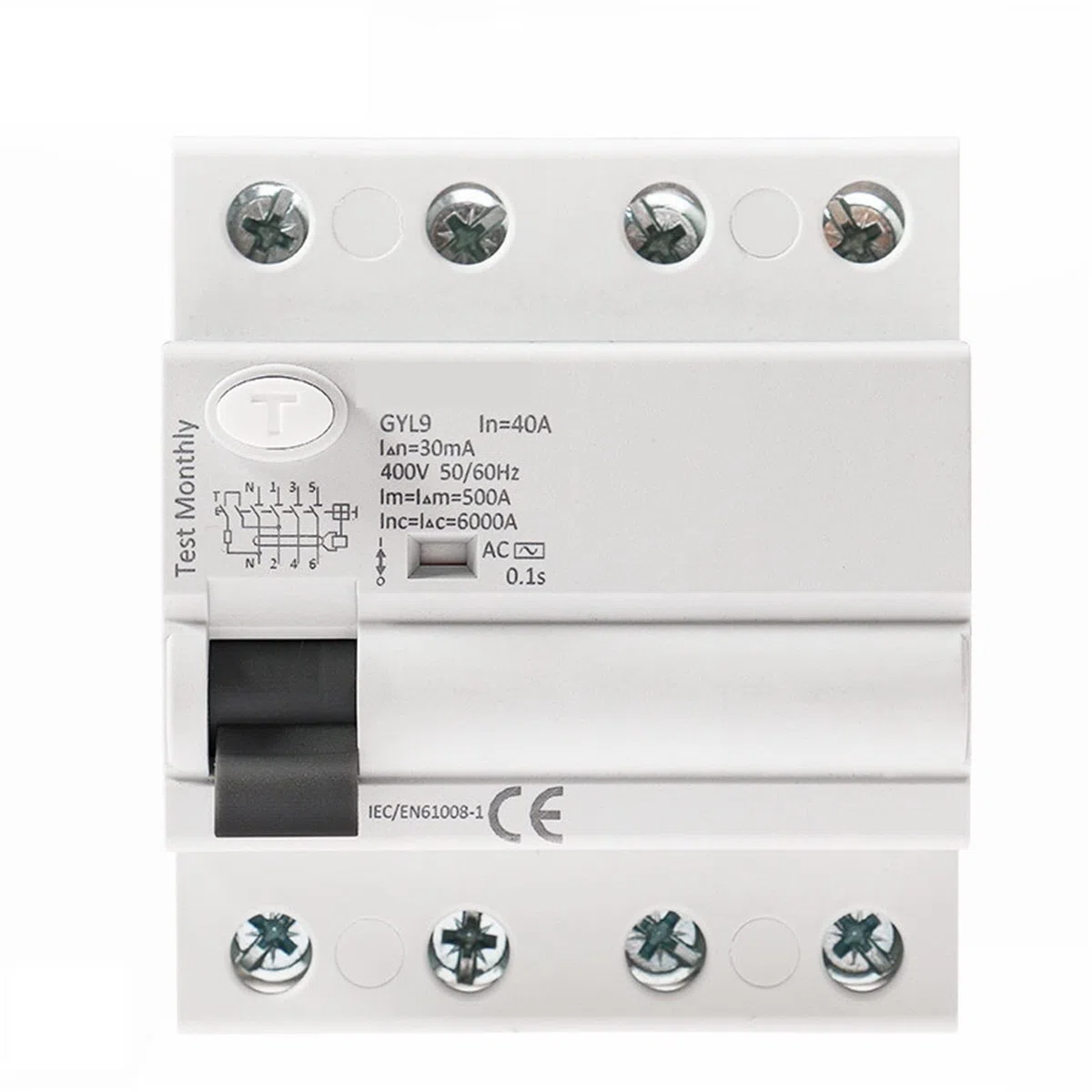 AC disjoncteur différentiel 4P 25A 40A 63A 80A 100A 300mA