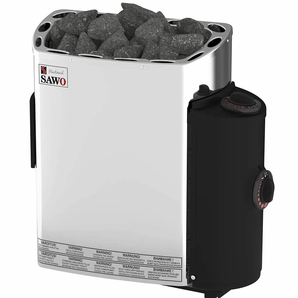 Sauna Poêle Électrique SAWO Mini X NB Trendline 3,6 kW 230V 400V avec Thermostat Minuterie