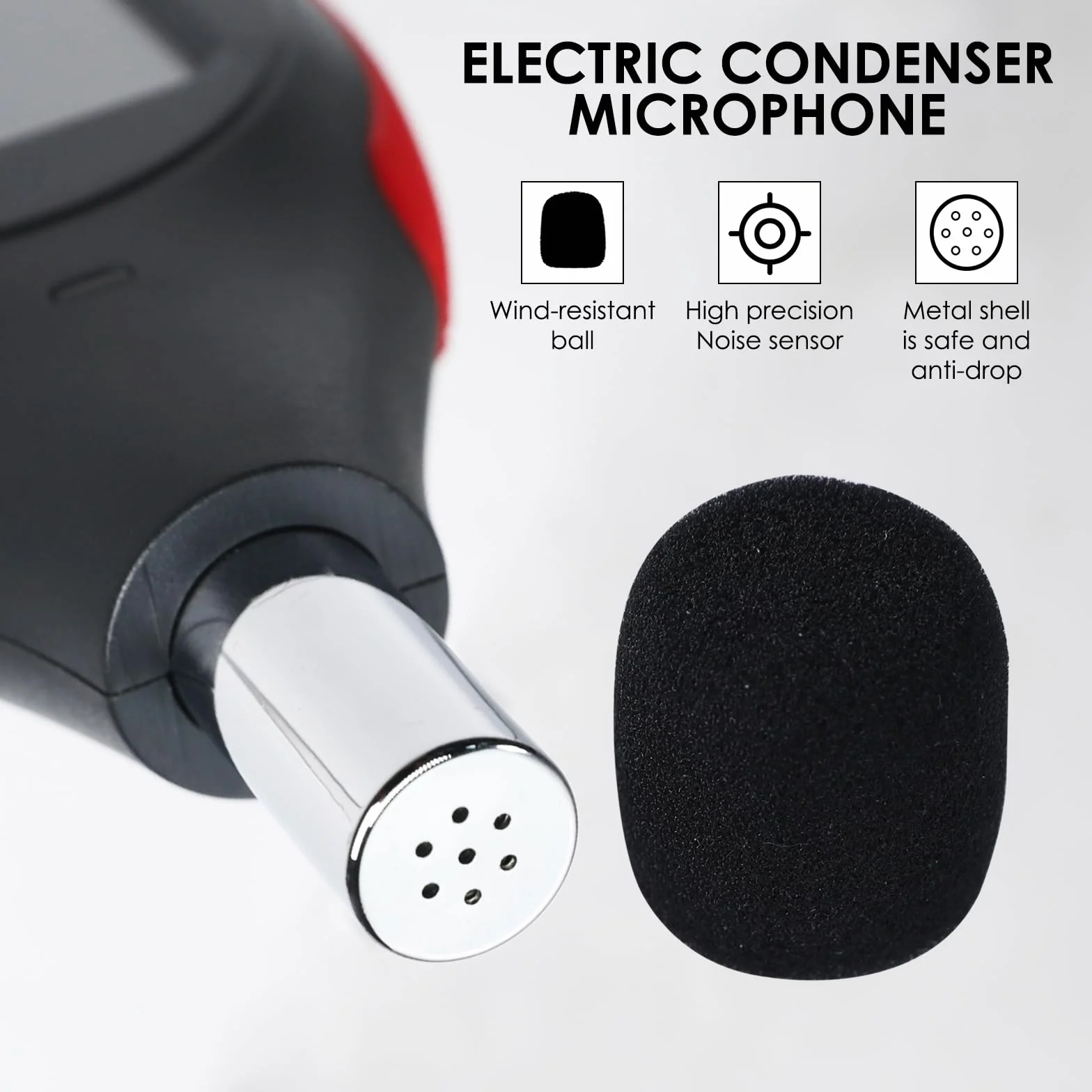 Décibelmètre Professionnel 30dB à 130dB MAX Data Hold Numérique SPL dB Meter avec Alarme et Rechargeable
