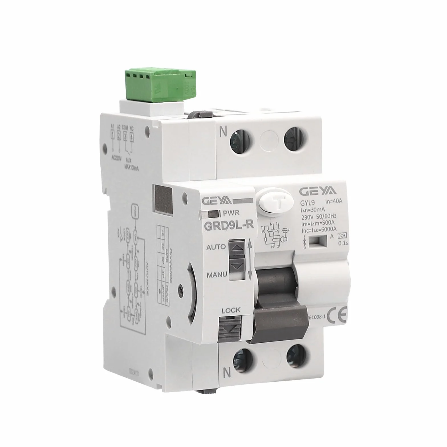 GEYA Réenclencheur automatique RCCB RCD ELCB A type 2P 40A 30mA AC220V