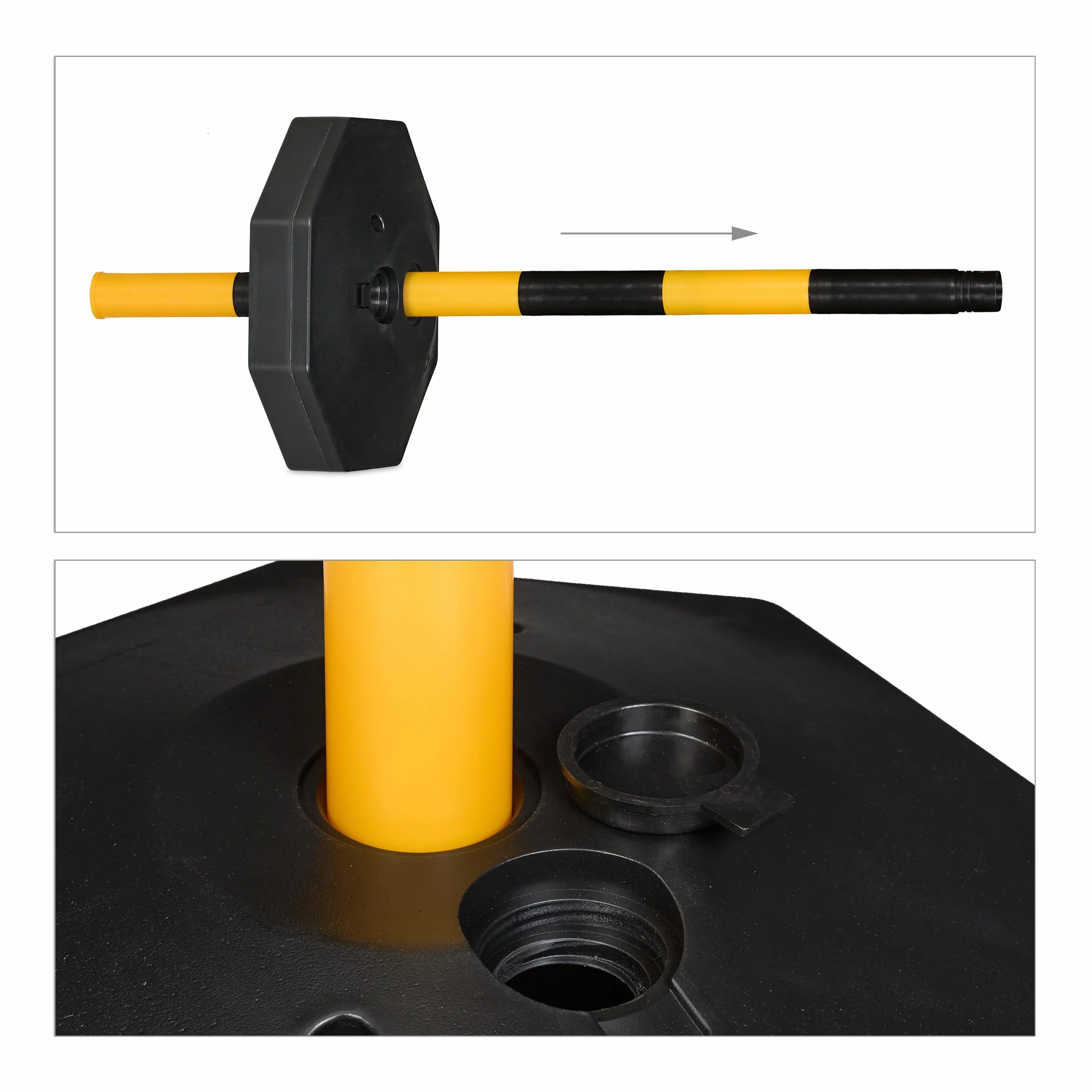 Relaxdays Poteau de signalisation Lot de 4 85x29 cm Parking Plastique Jaune/Noir