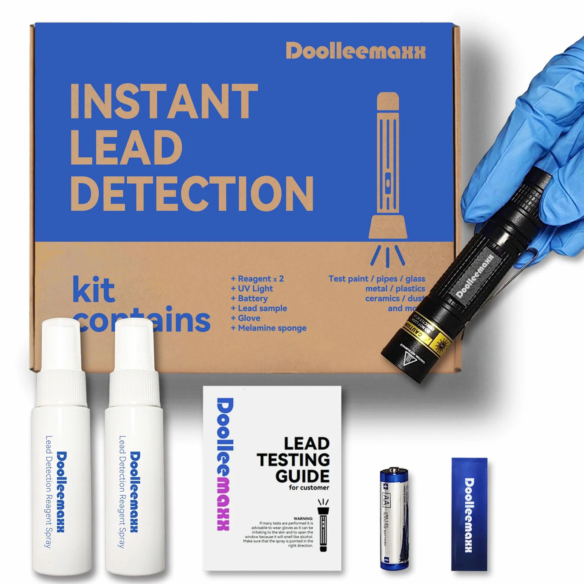 Kit de test pour peinture au plomb | Jusqu'à 4800 utilisations | Lumière UV visible