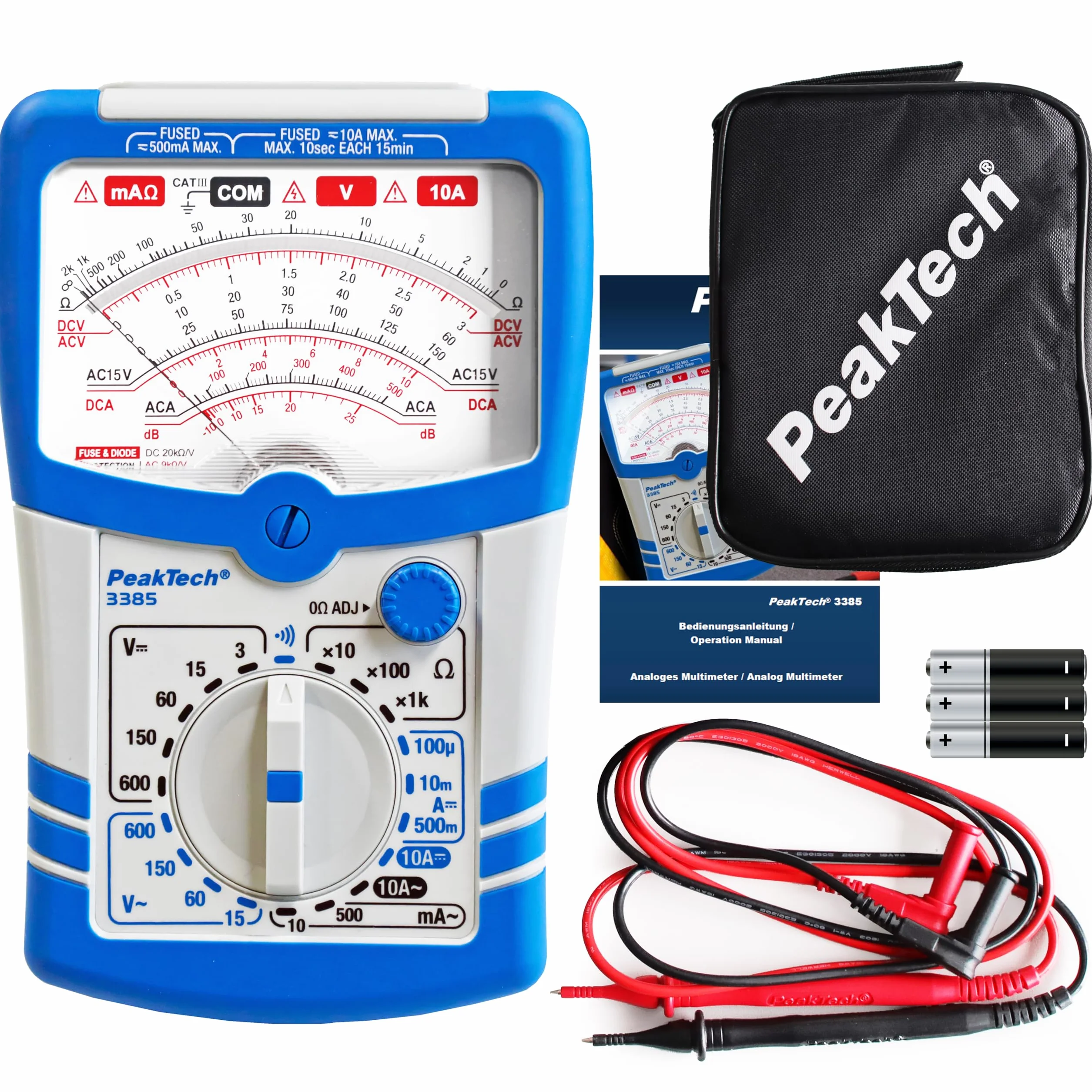 PeakTech P 3385 Multimètre analogique 600V AC DC 10A
