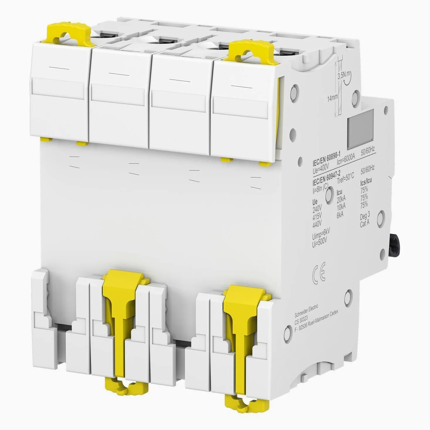 Schneider Electric Acti9 IC60N disjoncteur 4P 32A courbure C 50/60Hz 85x72x78.5mm Blanc