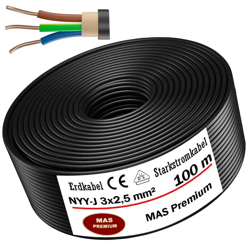 MAS-Premium Câble de terre NYY-J 3 x 2,5 mm² 100 m